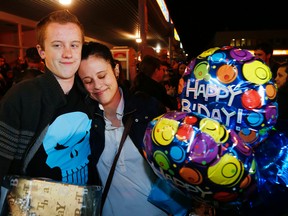 Odin Camus celebrates his birthday with his mother Melissa and hundreds of well-wishers at Lakeview Bowling in Peterborough, Ont., on March 20, 2015. (Clifford Skarstedt/QMI Agency)