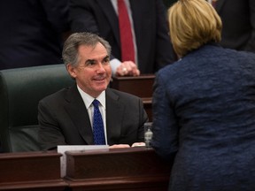 Alberta premier Jim Prentice is seen before Alberta finance minister Robin Campbell delivered Budget 2015 in the Alberta Legislature in Edmonton, Alta., on Thursday, March 26, 2015. Ian Kucerak/Edmonton Sun/ QMI Agency