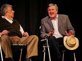 Paul Blower, left, and Peter Leack in Aylmer Community Theatre's production of the Norm Foster comedy, Mrs. Parliament's Night Out. Blower was named best supporting actor at Western Ontario Drama League Festival 2015. (Chris Button, Aylmer Community Theatre)