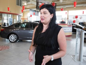 Glori Meldrum, founder of Little Warriors, speaks at the launch of the organization's 2014 campaign at Alberta Honda in Edmonton last August. The organization helps victims of child sexual abuse and opened the Be Brave Ranch, a treatment facility. (Ian Kucerak/Edmonton Sun)