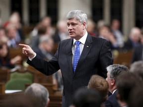 Prime Minister Stephen Harper speaks during Question Period in the House of Commons on Parliament Hill in Ottawa March 25, 2015. REUTERS/Chris Wattie