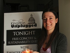 Marta Reczek, project and outreach coordinator with Sustainable Kingston is helping to put the final touches on this years Earth Hour: Kingston Unplugged event in Kingston, Ont. on Friday March 27, 2015. Julia McKay/The Kingston Whig-Standard/QMI Agency