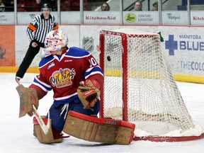 Tristan Jarry and the Edmonton Oil Kings did not fare well in Brandon Fri, March 27 as the Wheat Kings won Game 2, Round 1 of the WHL playoffs, losing 8-1 in Brandon. TIM Brandon Sun/Sun media