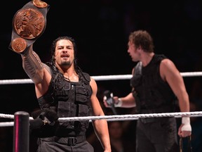 Roman Reigns looks to win the WWE title Sunday against Brock Lesnar. JLN Photography/WENN.com