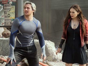 Aaron Taylr-Johnson and Elizabeth Olsen as Quicksilver and Scarlet Witch from Avengers: Age of Ultron. 

(Courtesy Disney/Marvel)