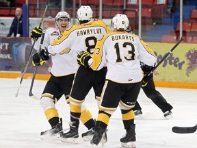 The Edmonton Oil Kings suffered an 8-1 beatdown by the Brandon Wheat Kings on Friday, March 27, 2015 in Brandon, Game 2 of the opening round of the WHL playoffs. TIM/Brandon Sun/Sun Media