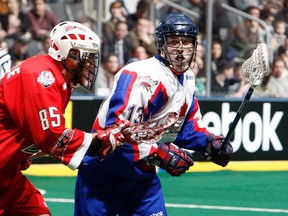 Garret Billings (right) had a league-leading 101 points for the Toronto Rock last season before a knee injury suffered in a game at Vancouver. (Dave Abel/Toronto Sun)
