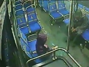 Security camera footage of a girl riding a bus in Philadelphia at 3 a.m. (Video screenshot)