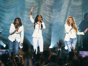 Singers Michelle Williams, Kelly Rowland and Beyonce performing "Say Yes" during the 30th Annual Stellar Awards at the Orleans Arena on March 28, 2015 in Las Vegas. (Getty Images/Getty Images for Parkwood Entertainment/AFP)