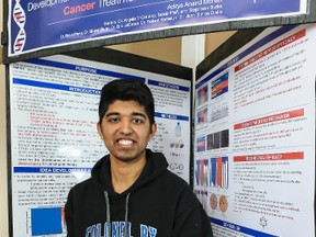 Aditya Mohan won a science fair with a project dealing with cancer treatment and diagnosis. March 29, 2015. Errol McGihon/Ottawa Sun/QMI Agency