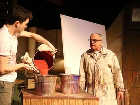 Gino Donato/The Sudbury Star                        
Lorne Kennedy, as Rothko, and Alex Furber, as Ken, rehearse a scene from the STC's production of Red. The play runs until April 4.