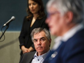 Alberta Health Services President and CEO Vickie Kaminski speaks while Premier Jim Prentice listens at a health capital and maintenance funding announcement at the Royal Alexandria Hospital in Edmonton, Alta., on Monday, March 30, 2015. The government announced a five year budget of $3.4 billion for health facilities including $653 million for maintenance and renewal, and $2.7 billion for ongoing and new major construction projects. Ian Kucerak/Edmonton Sun/ QMI Agency