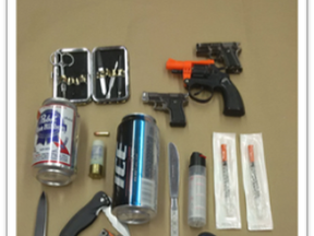 Inappropriate items confiscated by security officers at the city's courthouse.