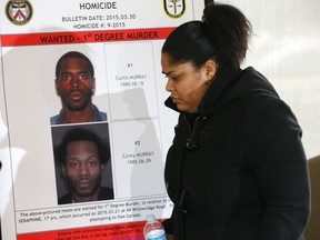 Xabie Adjodha, sister of murder victim Trevor Seraphine, 17,  is pictured at  after Toronto Police at 23 Division released the names of two men wanted for killing the teen. (MICHAEL PEAKE, Toronto Sun)