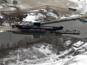 HMCS Ojibwa from the air