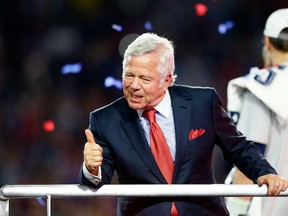 New England Patriots owner Robert Kraft celebrates after defeating the Seattle Seahawks during Super Bowl XLIX at University of Phoenix Stadium on February 1, 2015 in Glendale, Arizona. The Patriots defeated the Seahawks 28-24. (Kevin C. Cox/Getty Images/AFP)