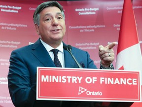 Ontario Finance Minister Charles Sousa is pictured at a  press conference during a pre-budget consultation earlier this year. (VERONICA HENRI, Toronto Sun)