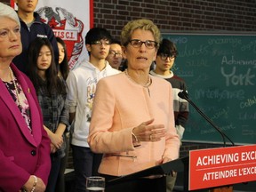 Premier Kathleen Wynne, during a visit to York Mills Collegiate in North York on Wednesday, April 1 2015, speaks out against Indiana's new law which has been called an assault on gay rights. (ANTONELLA ARTUSO/Toronto Sun)
