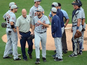 Detroit Tigers pitcher Justin Verlander (35) walks off the mound in the third inning of the spring training game against the Toronto Blue Jays  at Florida Auto Exchange Park. (Jonathan Dyer-USA TODAY Sports)