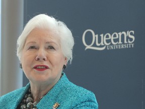Lt.-Gov. Elizabeth Dowdeswell delivers a public lecture at Queen's University on Wednesday, discussing her new role and the challenges facing the province. (Michael Lea/The Whig-Standard)