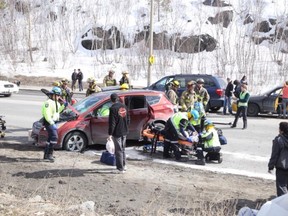 Multi-vehicle accident on the Kingsway. Gino Donato/The Sudbury Star/QMI Agency