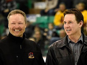 Former Bulls defencemen Greg Bignell (left) and Steve "Banger" Bancroft. (Aaron Bell photo)