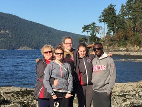 Members of the Forest City Diving Club, from left, are Luda Zakharenko, Faith Zacharias, Anika Holland, Jamie Dutz and Al?x Pierre. The team will compete in Dresden, Germany for the Youth International Diving Meet in April. (Photo supplied)