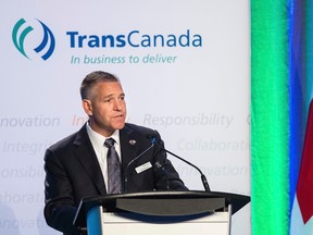 Russ Girling, TransCanada president and chief executive officer, addresses shareholders at the Annual General Meeting in Calgary, Alberta, May 2, 2014. REUTERS/Mike Sturk