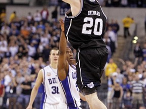 Butler’s Gordon Hayward just barely missed a late-second half-court shot during the NCAA final in 2010 against Duke. (REUTERS)