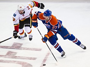 The Flames have owned the Oilers all season but that could be countered with an Oilers win Saturday. (Codie McLachlan, Edmonton Sun)