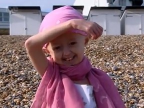 Hayley Okines is pictured in an episode of the British series "Extraordinary People." (DocuFilmTV/YouTube screengrab)