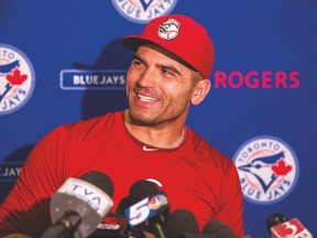 Reds' first baseman Joey Votto talks to the media before Friday night's game in Montreal. (QMI AGENCY)