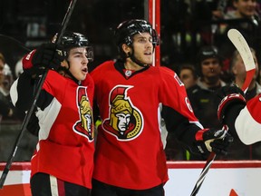 Ottawa Senators J.G.Pageau (left) and Mike Hoffman. (Errol McGihon/Ottawa Sun/QMI Agency)