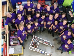 A group of 16 teens from junior high and high schools across Edmonton finished fifth in the Western Canada First Robotics Competition Regional Championships. Photo submitted.