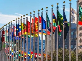 Flags outside the UN building in Manhattan. (Fotolia)