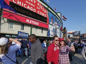 A photo ahead of Sunday night's season-opening game between the Chicago Cubs and St. Louis Cardinals. (AFP)