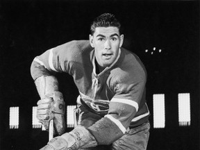 Publicity portrait of Canadian ice hockey player Dollard St. Laurent of the Montreal Canadiens, 1950s. (Photo by Bruce Bennett Studios/Getty Images)