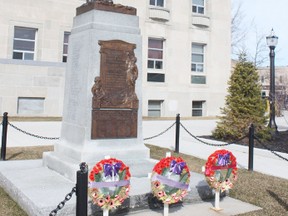 Use of the cenotaph area in Courthouse Park was a thoroughly discussed issue at a recent meeting regarding changes to special event policies. (Dave Flaherty/Goderich Signal Star)