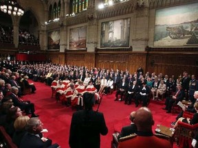 Canada's Governor General David Johnston delivers the Speech from the Throne in the Senate chamber on Parliament Hill in Ottawa October 16, 2013. (REUTERS/Fred Chartrand/Pool)