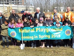Ernst Kuglin/The Intelligencer
A big crowd was on hand for the official sod-turning of the Quinte region's first all natural playground is being constructed in Batawa. It's a partnership between Quinte West and the Batawa Lions Club. When completed, the playground will include natural feature such as rock climbing, and a miniature 30-foot functioning canal. The playground will officially open June 27.
