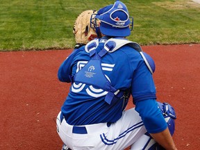 R.A. Dickey and Russell Martin worked a lot together this spring. All eyes will be on the catcher tonight in New York to see if he can track Dickey’s knuckleball. (Stan Behal/Toronto Sun)