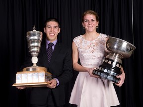 Men?s wrestler Steven Takahashi and women?s track and field star
Caroline Ehrhardt. (CRAIG GLOVER, THE LONDON FREE PRESS)