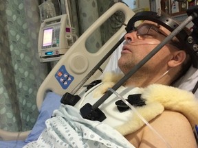 Stuart Kay, in hospital after he was struck by a hit and run driver while crossing the street with his bike at Centre Ave. near 19 St. N.E. about 8 a.m. on March 30.
Photo courtesy Dawn Anderson