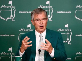 Augusta National Chairman Billy Payne speaks during his annual news conference ahead of the 2015 Masters at Augusta National Golf Course in Augusta, Ga., on Wednesday, April 8, 2015. (Mark Blinch/Reuters)