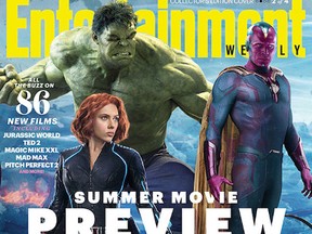 Paul Bettany, right, is seen as The Vision on the cover of Entertainment Weekly magazine. (Courtesy EW)