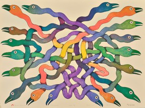 Ravens Entwined by Kenojuak Ashevak is among the offerings at Michael Gibson Gallery in the Dorset Prints & Drawings exhibition on until April 25.