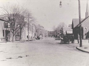 Wellington Street looking east from Centre Street. Dr. Bray's house and office are at the extreme left.
(Submitted photo)