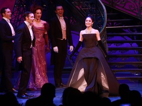 Vanessa Hudgens during the Broadway musical opening night for Gigi at the Neil Simon Theatre - Curtain Call on April 9, 2015. (Joseph Marzullo/WENN.com)