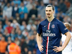 Paris St Germain's Zlatan Ibrahimovic was suspended four games for insulting match officials during a French league game last month. (Eric Gaillard/Reuters)