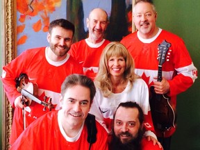 Nathan Smith, Bruce Ley, Fred Smith, Leisa Way, Bobby Prochaska and Sam Cino perform. Oh, Canada, We Sing for Thee. Handout/Cornwall Standard-Freeholder